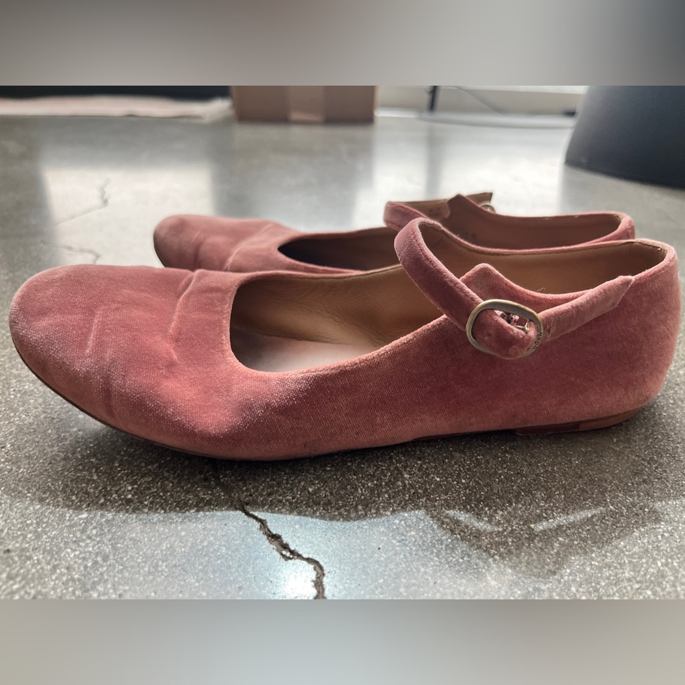 DOEN Pink Velvet Mary Jane Slippers Ballet Flats - Picture 9 of 12